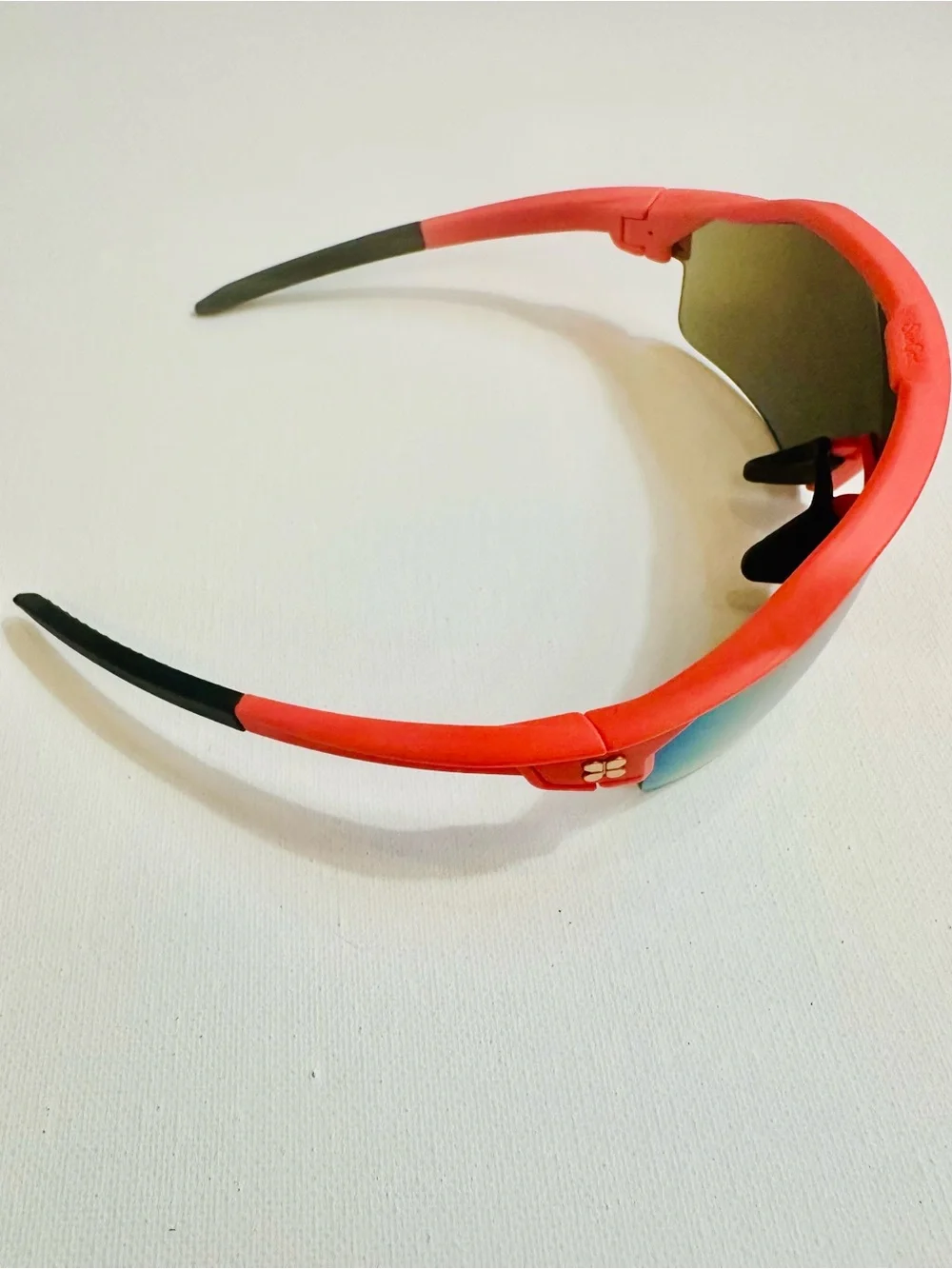 SunGod Cycling Sunglasses Shield Wrap Mirrored Lens Neon Coral